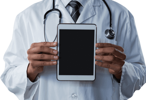 Transparent Doctor Holding Blank Tablet with Stethoscope - Download Free Stock Videos Pikwizard.com