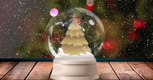 Festive Snow Globe with Christmas Tree and Falling Snow - Download Free Stock Images Pikwizard.com