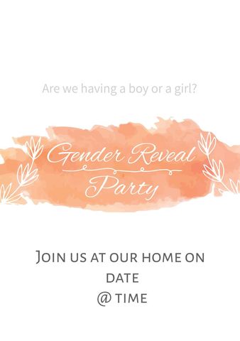 gender reveal party invitation with watercolor accents - Download Free Stock Templates Pikwizard.com