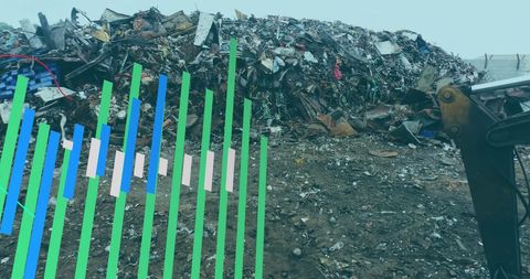 Digital financial analytics overlay on industrial wasteland