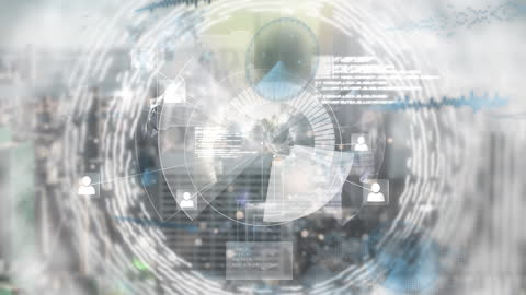 Futuristic Data Flow with Digital Network over Cityscape