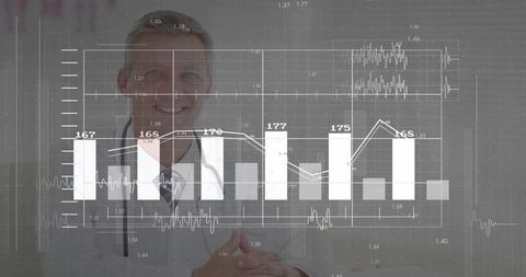 Doctor Analyzing Medical Data with Charts and Graphs in Clinic