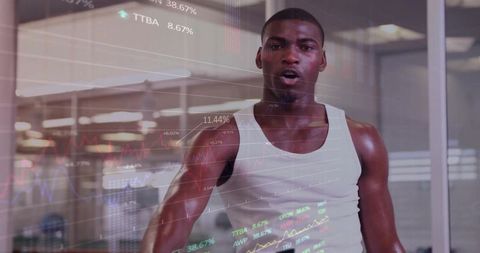 Athlete Training With Financial Data Visualization Overlay