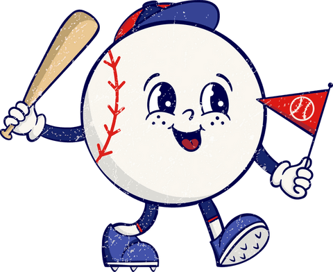 playful vintage baseball mascot swinging bat with pennant on transparent - Download Free Stock Videos Pikwizard.com