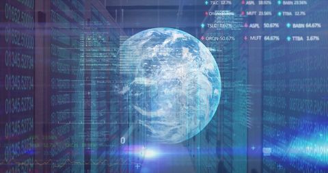 Virtual Data Processing with Spinning Globe Hologram - Download Free Stock Images Pikwizard.com