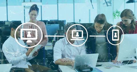network hub with diverse business team in modern office - Download Free Stock Images Pikwizard.com