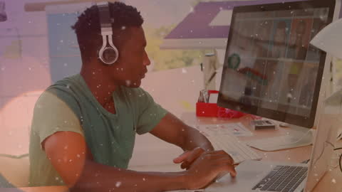 Focused Professional Viewing Online Gallery in Office Workspace