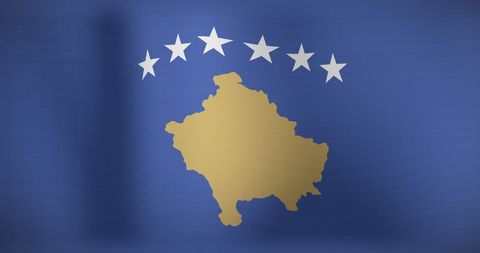 Kosovo National Flag Waving in the Wind