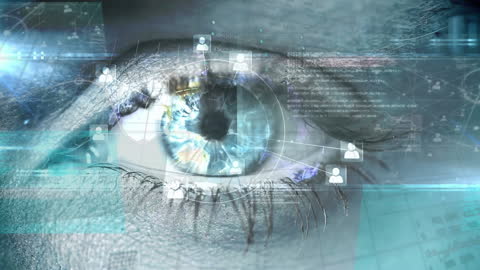 Futuristic Eye Interface with Data and Icons