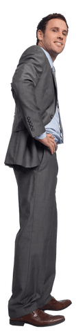 Confident Businessman in Suit with Hands on Hips in Transparent Background