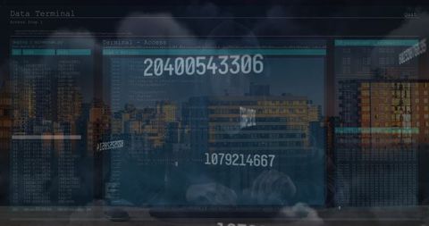 Mysterious Hacker Engaged in Data Processing Against Cityscape - Download Free Stock Images Pikwizard.com