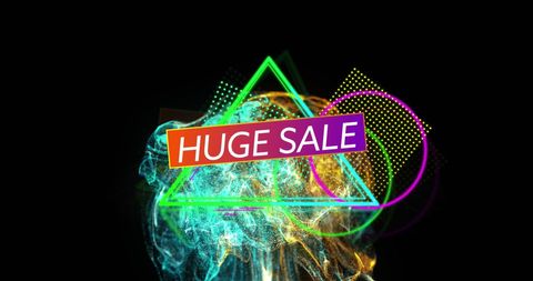 Huge sale announcement with vibrant digital background