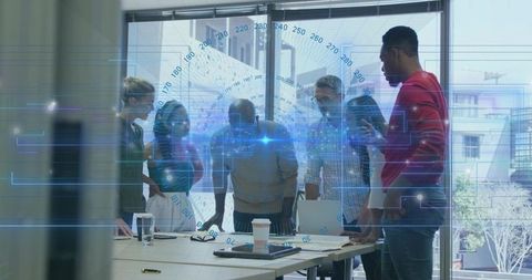 Modern Team Collaboration with Digital Technology in Office Environment