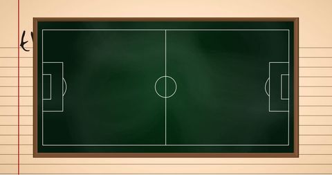 Football Tactics Drawing on Chalkboard Background
