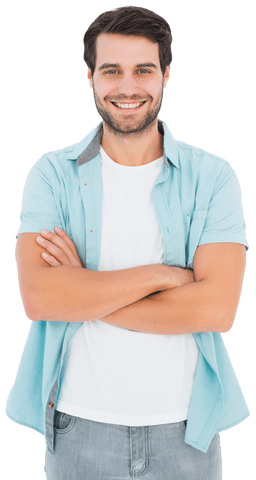 Smiling Young Man with Arms Crossed on White Transparent Background - Download Free Stock Videos Pikwizard.com