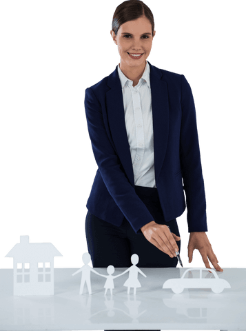 Professional woman with transparent business concepts