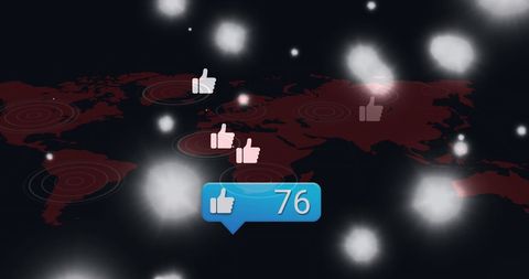 Global engagement and social media likes across world map