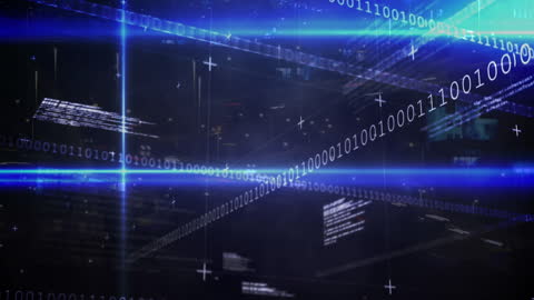 Futuristic Digital Data Streams over Cityscape