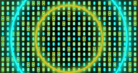 Colorful digital art with geometric patterns and glowing circles