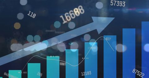 Financial Growth Concept with Data Charts and Arrow Overlay - Download Free Stock Images Pikwizard.com
