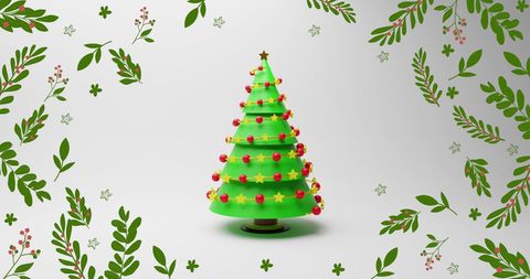 Colorful Christmas Tree with Festive Branch Decoration