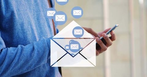 Sending Emails on Smartphone with Emerging Icons Conveying Connectivity - Download Free Stock Images Pikwizard.com