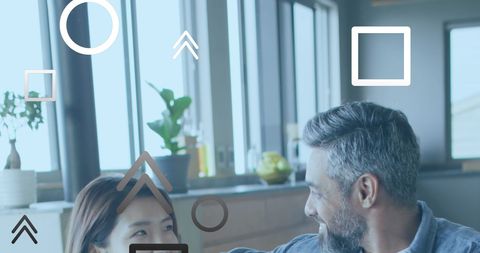 Biracial Couple with Abstract Shapes Concept