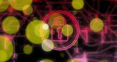 Colorful digital padlock highlighting cybersecurity concept