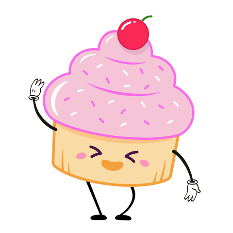 cheerful cartoon cupcake with pink frosting on transparent background - Download Free Stock Videos Pikwizard.com