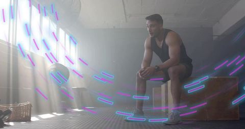 Athlete Resting After Intense Strength Training in Gym