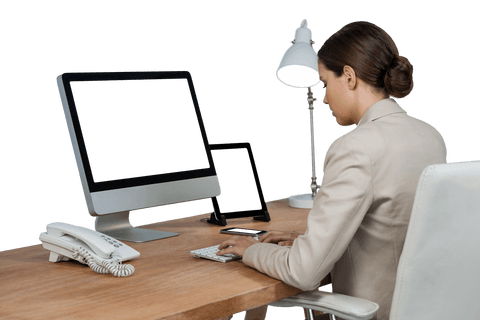 transparent workflow: businesswoman at work in modern office - Download Free Stock Videos Pikwizard.com