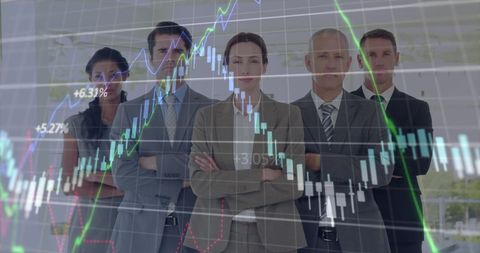 Businesspeople Overlaid with Financial Data Charts - Download Free Stock Images Pikwizard.com