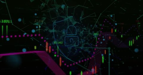 Cyber Security Overlies Stock Market Data with Network Connections - Download Free Stock Images Pikwizard.com