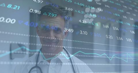 doctor analyzing medical data with digital interface overlays - Download Free Stock Images Pikwizard.com
