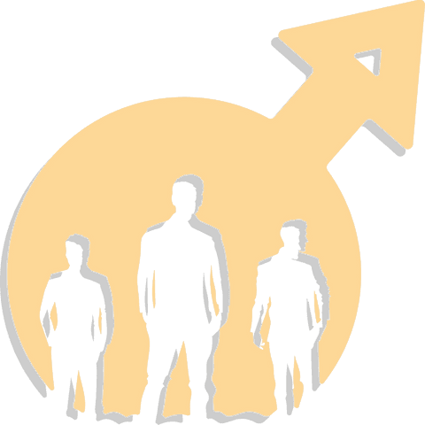 Male silhouettes with male symbol transparent background