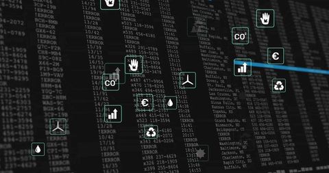 Futuristic Digital Infographic with Floating Modern Icons