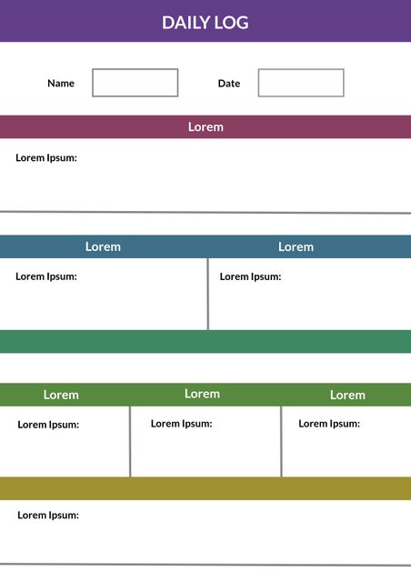 This daily log template is designed for efficient organization of tasks, appointments, meals, and workouts. Ideal for personal use or professional planners. Use it to keep your daily routine structured, ensuring you never miss an important event or meal.