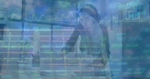 Businesswoman Analyzing Financial Data with Global Insights