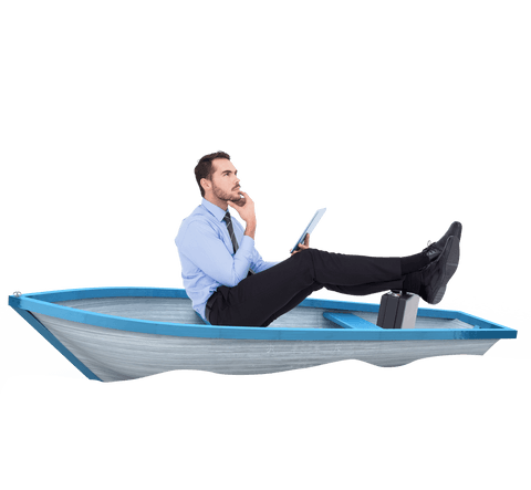 Businessman Thinking in Boat on Transparent Background - Download Free Stock Videos Pikwizard.com