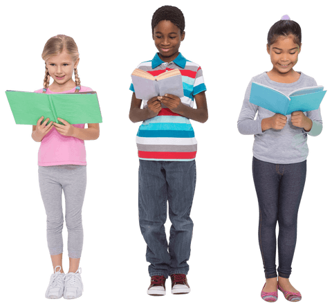diverse children reading books on transparent background for education - Download Free Stock Videos Pikwizard.com