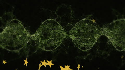 Abstract DNA Visualization with Green Network and Floating Stars