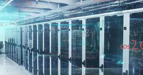 High-Tech Data Center with Mathematical Formulas - Download Free Stock Images Pikwizard.com