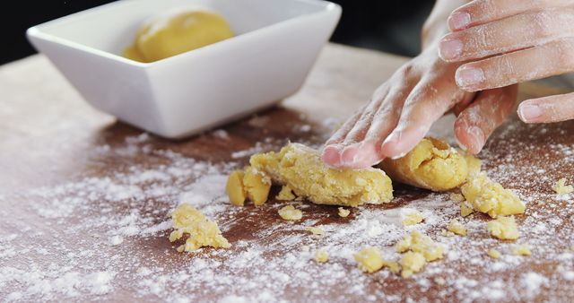 Hands Shaping Dough on Floured Surface Close-Up - Download Free Stock Images Pikwizard.com