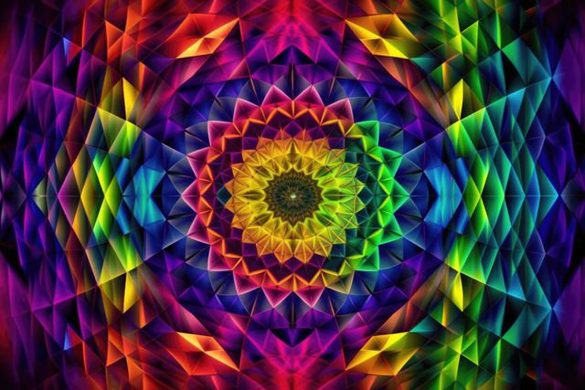 Close up of colorful kaleidoscope shapes created using generative ai technology - Download Free Stock Photos Pikwizard.com