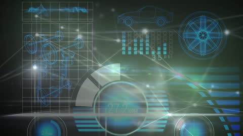 Futuristic Virtual Interface with Car Data Visualization