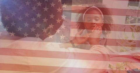 Motherhood and Patriotism: African American Family with USA Flag - Download Free Stock Images Pikwizard.com