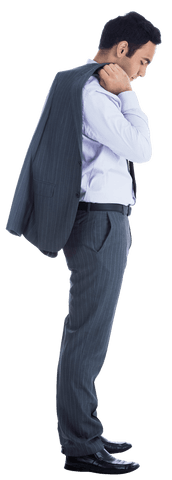 Sad Businessman Looking Down on Transparent Background