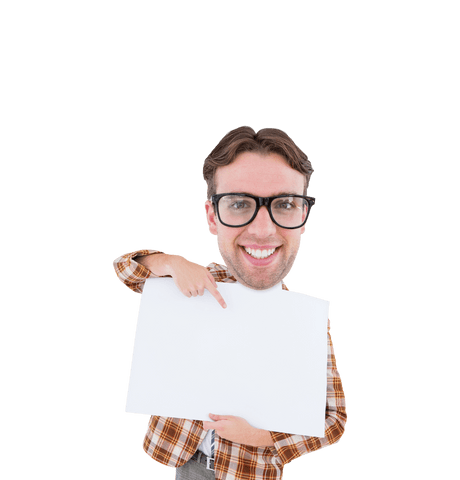 happy man pointing at blank paper on transparent background - Download Free Stock Videos Pikwizard.com