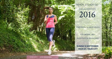 Young Woman Jogging in Lush Woodland Trail for Marathon Event - Download Free Stock Templates Pikwizard.com