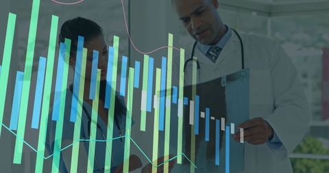 Medical Professionals Analyzing Healthcare Data in Hospital Setting